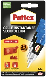 Colle rapide Pattex Super gel 3g blister 2+1 gratuit