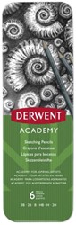 Crayon d'esquisse Derwent Academy boîte métal 6 pièces