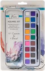 Peinture aquarelle Nassau Art boîte de 18 godets et pinceau