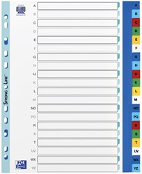 Intercalaires Oxford A4+ 11 trous 20 onglets A-Z PP couleur