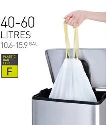 Sac poubelle EKO MDPE type F avec lien coulissant 64x75cm 40-60L blanc 12 pièces