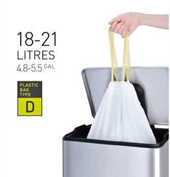 Sac poubelle EKO MDPE type D avec lien coulissant 55x55cm 18-21L blanc 20 pièces