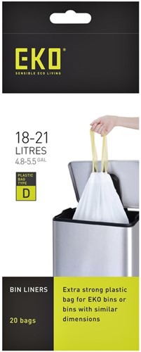 Sac poubelle EKO MDPE type D avec lien coulissant 55x55cm 18-21L blanc 20 pièces-2