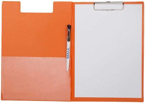 Porte-bloc à rabat Maul A4 portrait avec boucle-stylo PVC néon orange-1