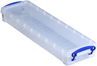 Boîte de rangement Really Useful 0,8 litre 355x100x40mm transparent blanc