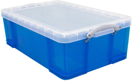 Boîte de rangement Really Useful 50 litres 710x440x230mm transparent bleu