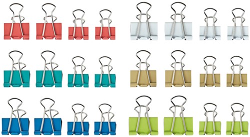 Pince à papier MAUL 215 Foldback 7mm + 9mm assorti 24 pièces