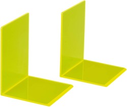 Serre-livres MAUL 10x10x13cm acryl néon jaune transparent 2 pièces