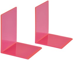 Serre-livres MAUL 10x10x13cm acryl néon rouge transparent 2 pièces