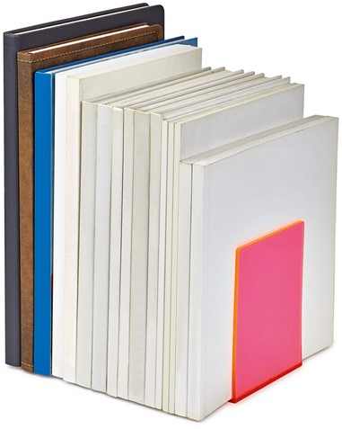 Serre-livres MAUL 10x10x13cm acryl néon rouge transparent 2 pièces-3