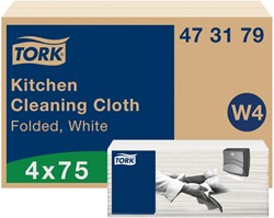 Chiffon de nettoyage Tork Premium Kitchen Cleaning W4 473179 1 épaisseur 4x 75fls blanc