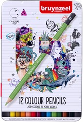 Crayon de couleur Bruynzeel boîte métal 12 pièces