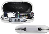 Mini coffre portable Master Lock Safe Space à combinaison et câble blanc-2