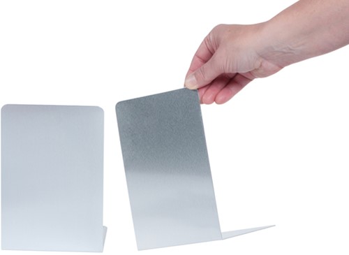 Serre-livres MAUL aluminium 12x12x17,5cm jeu 2 pièces argent-3