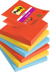 Bloc-mémos Post-it Z-notes R330 Super Sticky 76x76mm Playfull 6 pièces