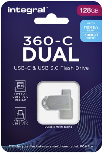 Clé USB 3.0 Integral USB-360-C Dual USB-A 128Go-3