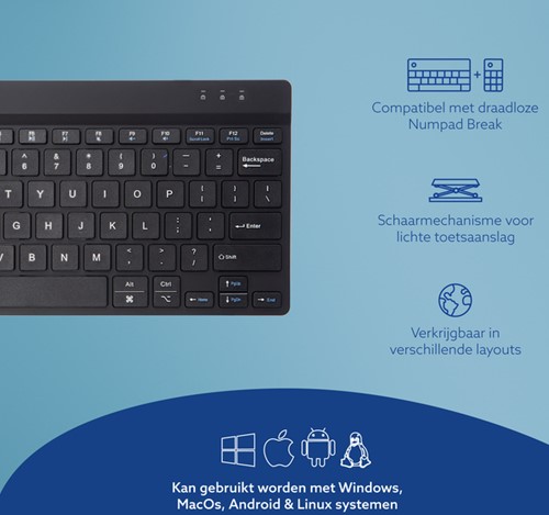 Clavier ergonomique compact R-Go Break QWERTY sans fil noir-1
