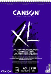 Bloc à dessin Canson XL Multitechniques liquides A3 30 feuilles 250g ultra blanc