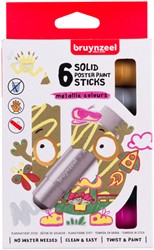 Bâton gouache Bruynzeel kids set 6 couleurs métalliques