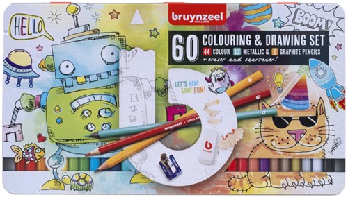 Set dessin Bruynzeel Creatives jeune artiste boîte 60 pièces