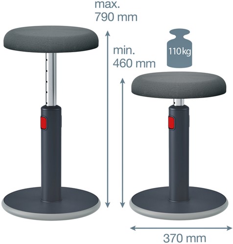 Tabouret ergonomique assis-debout Leitz Ergo Cosy gris-1