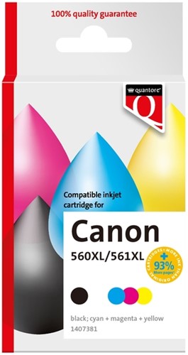 Inktcartridge Quantore alternatief tbv Canon PG560XL CL561XL zwart + kleuren
