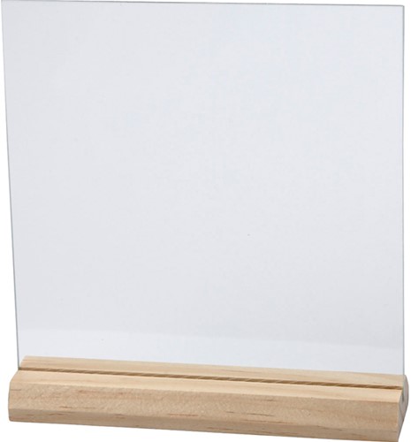 Plaque en verre Creativ Company 15,5x15,5cm avec socle en bois 10 pièces