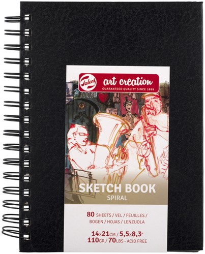 Schetsboek Talens Art Creation 80 vel 110gr 140x210mm spiraal zwart