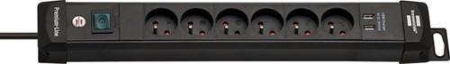 Multiprise Brennenstuhl Premium 6 prises 2 USB H05VV-F 3G1,5 3m noir  FR/BE