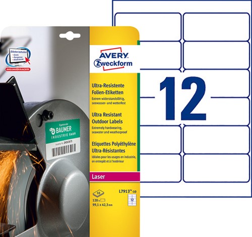 Etiquette Avery L7913-10 99,1x42,3mm polyéthylène blanc 120 pièces-2
