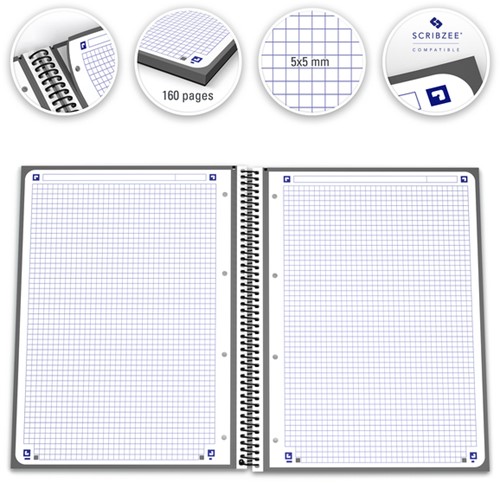 Notitieboek Oxford Classic Europeanbook A4+ 4-gaats lijn 160 pagina's zwart-3