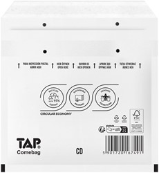 Enveloppe à bulles TAP Comebag pour CD 200x175mm blanc 100 pièces