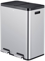 Poubelle à pédale EKO Essential Recycler Tri sélectif 2x 30L inox
