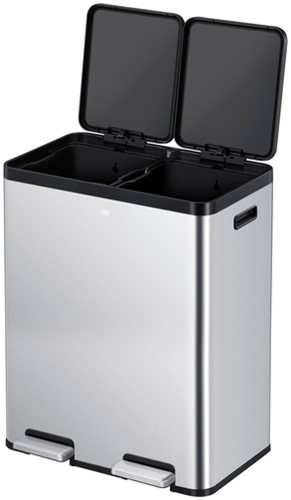 Poubelle à pédale EKO Essential Recycler Tri sélectif 2x 30L inox-2