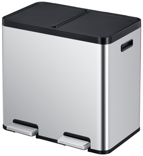 Poubelle à pédale EKO Essential Recycler Tri sélectif 2x 22L inox