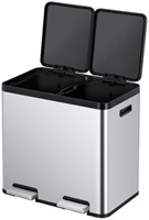 Poubelle à pédale EKO Essential Recycler Tri sélectif 2x 22L inox-2