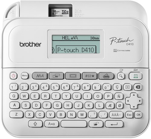 Imprimante d'étiquettes Brother P-touch TZ-e PT-D410 desktop qwerty 18mm blanc coffret-2