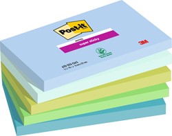 Bloc mémo 3M Post-it 655 76x127mm Super Sticky Oasis 5 pièces