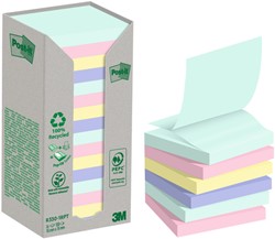 Bloc mémos 3M Post-it Z-Notes R330 76x76mm Recycle assorti 16 pièces