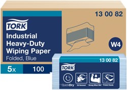 Papier de nettoyage Tork Premium Industrial Heavy-Duty W4 130082 plié 3 ép 5x 100 feuilles bleu