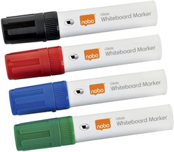 Marqueur tableau blanc Nobo Glide biseau 10mm assorti 4 pièces