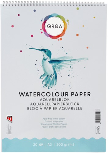 Bloc aquarelle Qrea A3 20 feuilles 200g spirale
