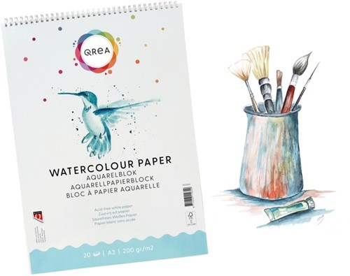 Bloc aquarelle Qrea A3 20 feuilles 200g spirale-1
