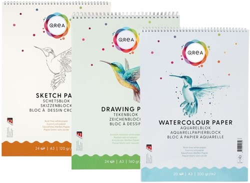 Bloc aquarelle Qrea A3 20 feuilles 200g spirale-2