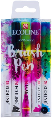 Feutre pinceau Talens Ecoline Primary 5 pièces assorti-3
