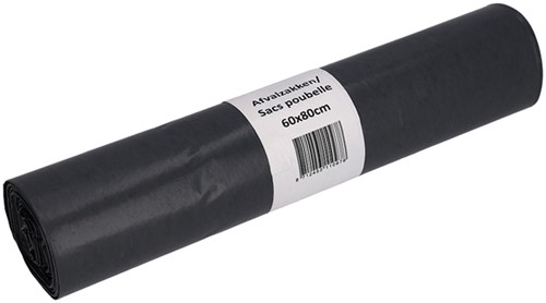 Sac poubelle Cleaninq 60x80cm LDPE Recycled T50 60L gris rouleau 20 pièces