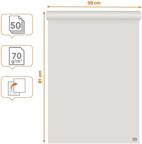 Papier chevalet de conférence Nobo Recyclé 58x81cm double face rouleau 50 feuilles-1