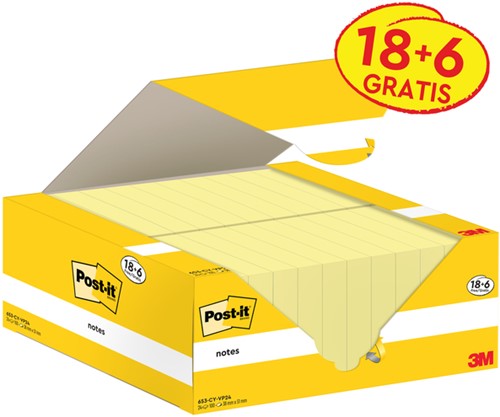 Notes 3M Post-it 653-CY 38x51mm jaune lot promo