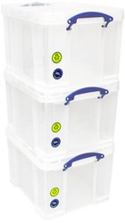 Boîte de rangement Really Useful 35L pack 3 boîtes 480x390x310mm transparent blanc
