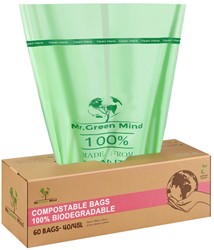 Sac poubelle bio Mr Green Mind 55x76cm 40-45L Distributeur 60 sacs